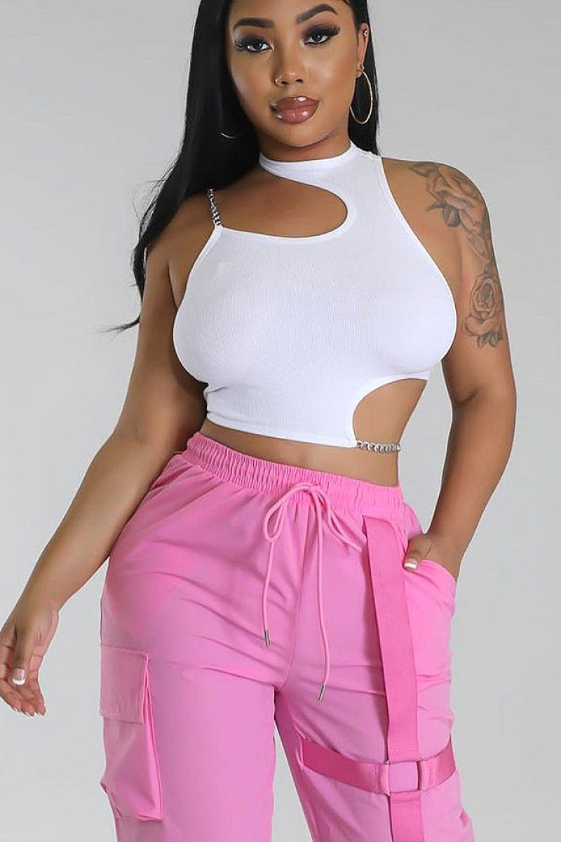 Summer Women's Crop Top with Metal Chain