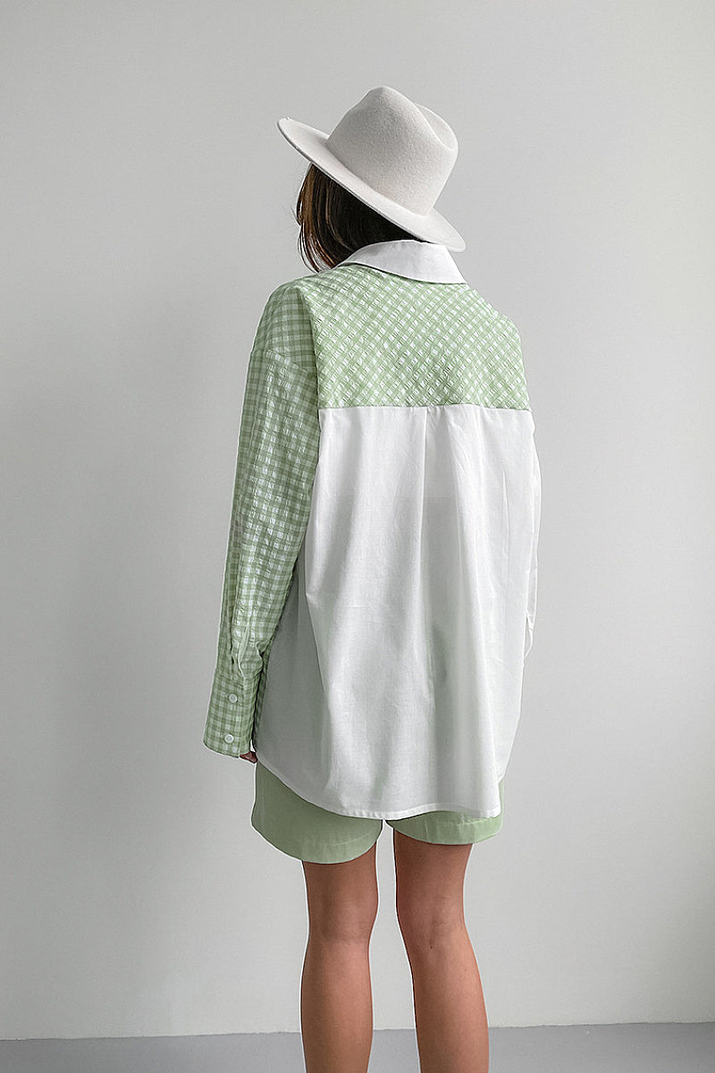 Stylish Patchwork Plaid Shirt for Casual Autumn Wear