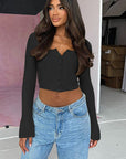 Fresh Style Casual Knit Cardigan Long Sleeve Top