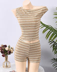 Sexy Striped Crop Top and Shorts Set for Women