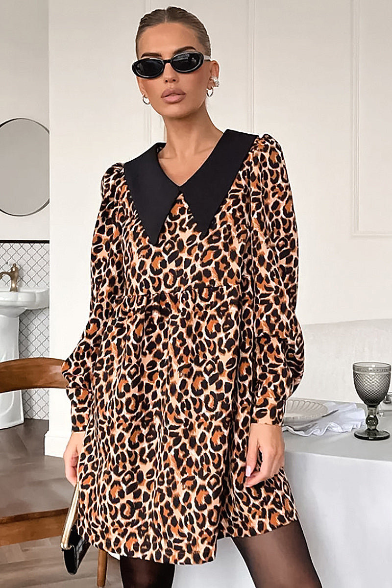 Chic Leopard Print High Waist Dress