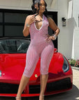 Stylish Striped Backless Jumpsuit for Women