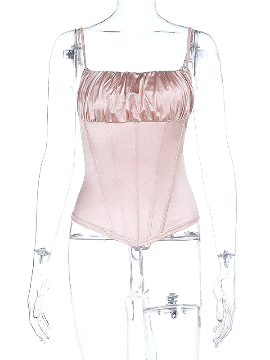 Sexy Ruched Waist Cami Top for Summer