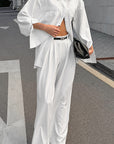 Chic Striped Loose Shirt and High Waist Pants Set