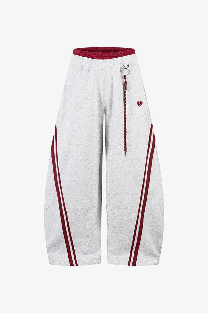 Retro Striped Embroidered Sports Pants for Men and Women