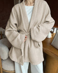French Style V-Neck Tie Coat for Women