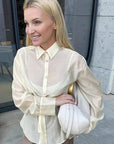 French Style Soft Apricot Collar Shirt for Women