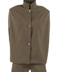 Chic Sleeveless Vest and Shorts Set in Khaki