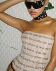 Chic Letter Print Strapless Top for Summer