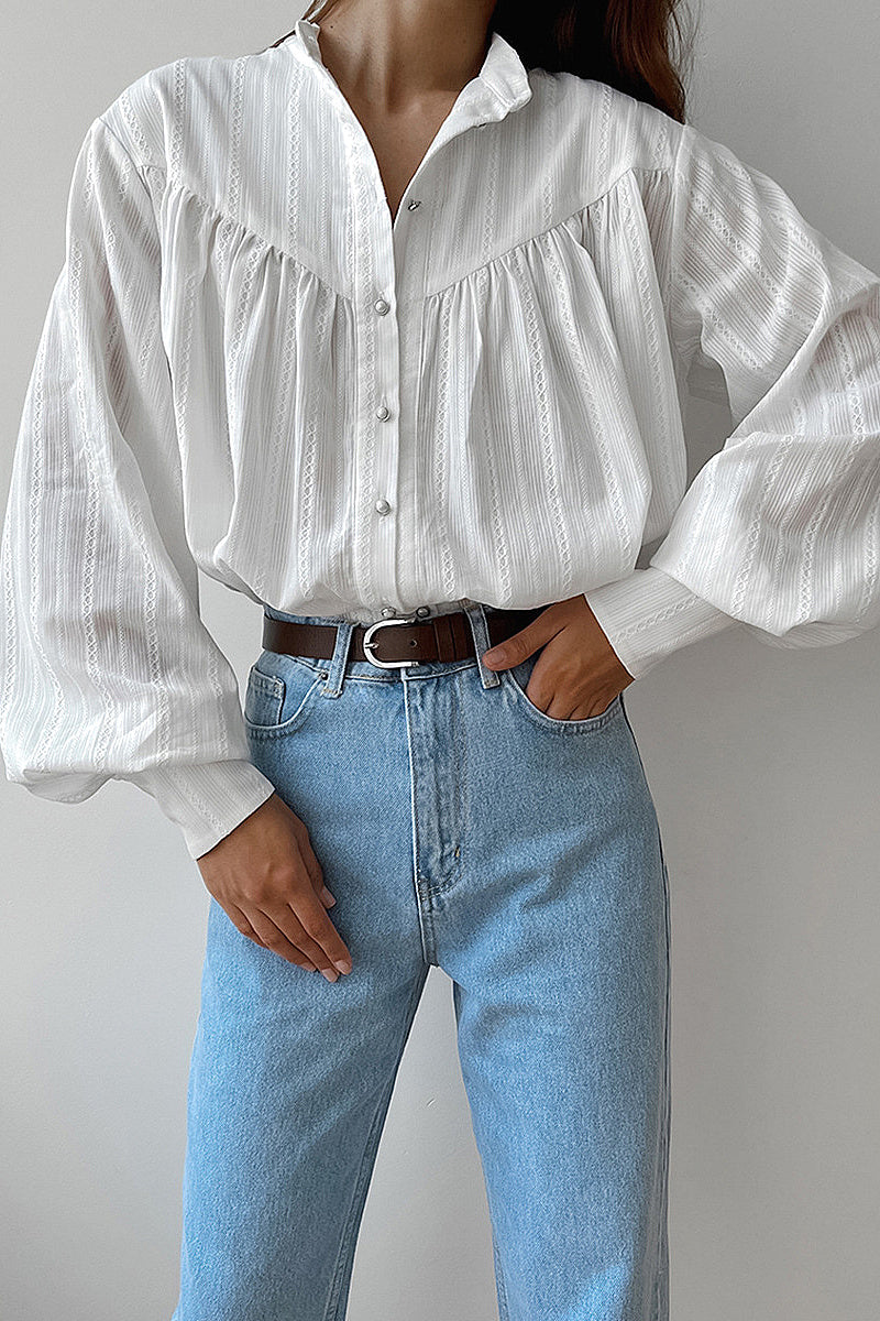 French Style Long Sleeve Cotton Shirt for Women