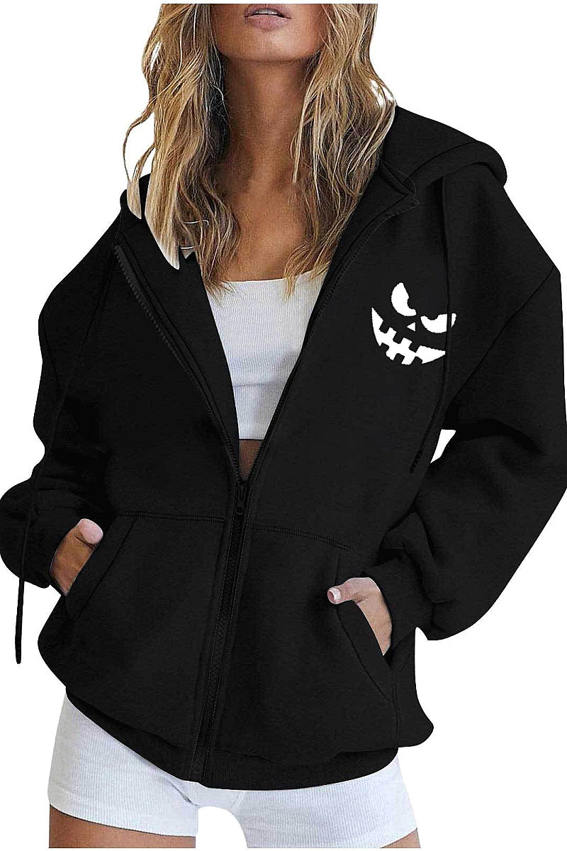 Plus Size Zip-Up Hoodie Cardigan for Women