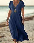 Comfortable V-Neck Midi Dress for Women