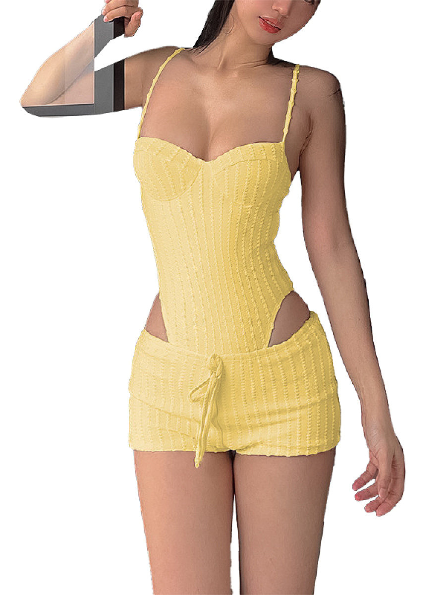 Summer Striped Floral Sports Two-Piece Set