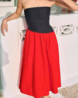 Fashion Color Block Strapless Maxi Dress