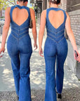 Summer Women's Vintage High Waist Denim Jumpsuit