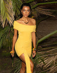 Off Shoulder Bodycon Dress with Ribbons