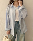 New Casual Long Sleeve Striped Polo Shirt