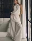 Summer Cotton Linen Halter Jumpsuit for Women