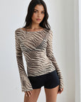 Zebra Print Long Sleeve Top for Women