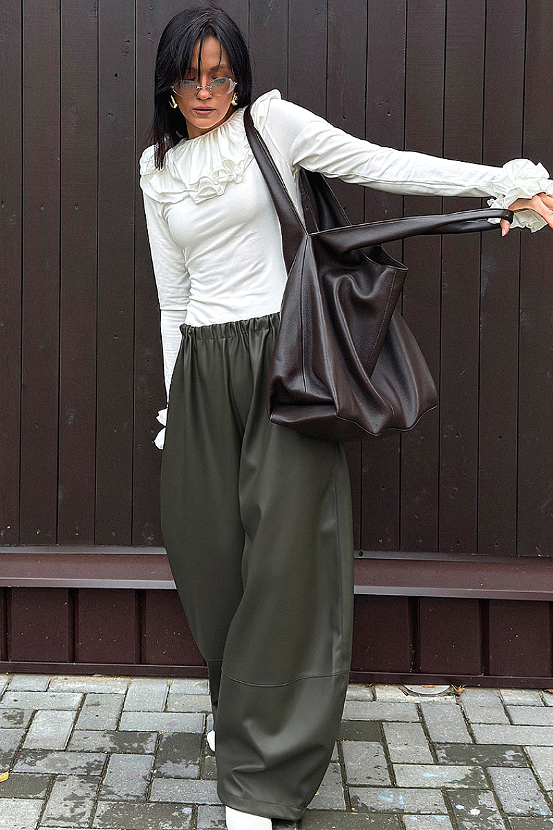 Women's Stylish High Waist PU Pants