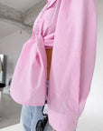 Trendy Pink Striped Loose Shirt for Women