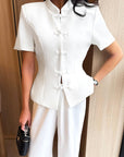 New Chinese Style Stand Collar Short Sleeve Top