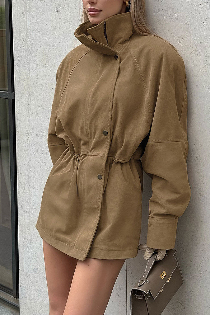 Winter Loose High Neck Suede Jacket