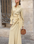 Elegant Beige French Long Dress Set for Women