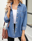 Loose-Fit Long Sleeve Denim Shirt for Women