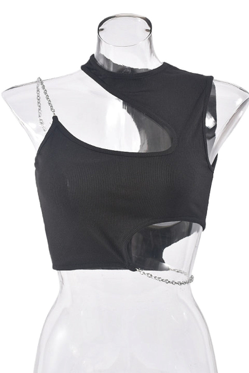 Summer Women's Crop Top with Metal Chain