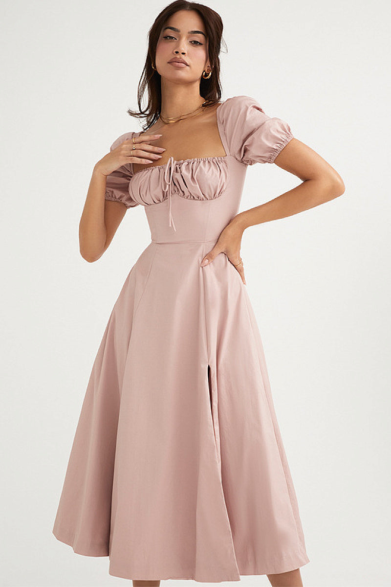 Summer French Style Puff Sleeve Dress