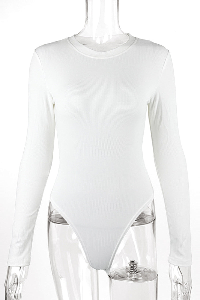 Spring Women's Ribbed Long Sleeve Bodysuit