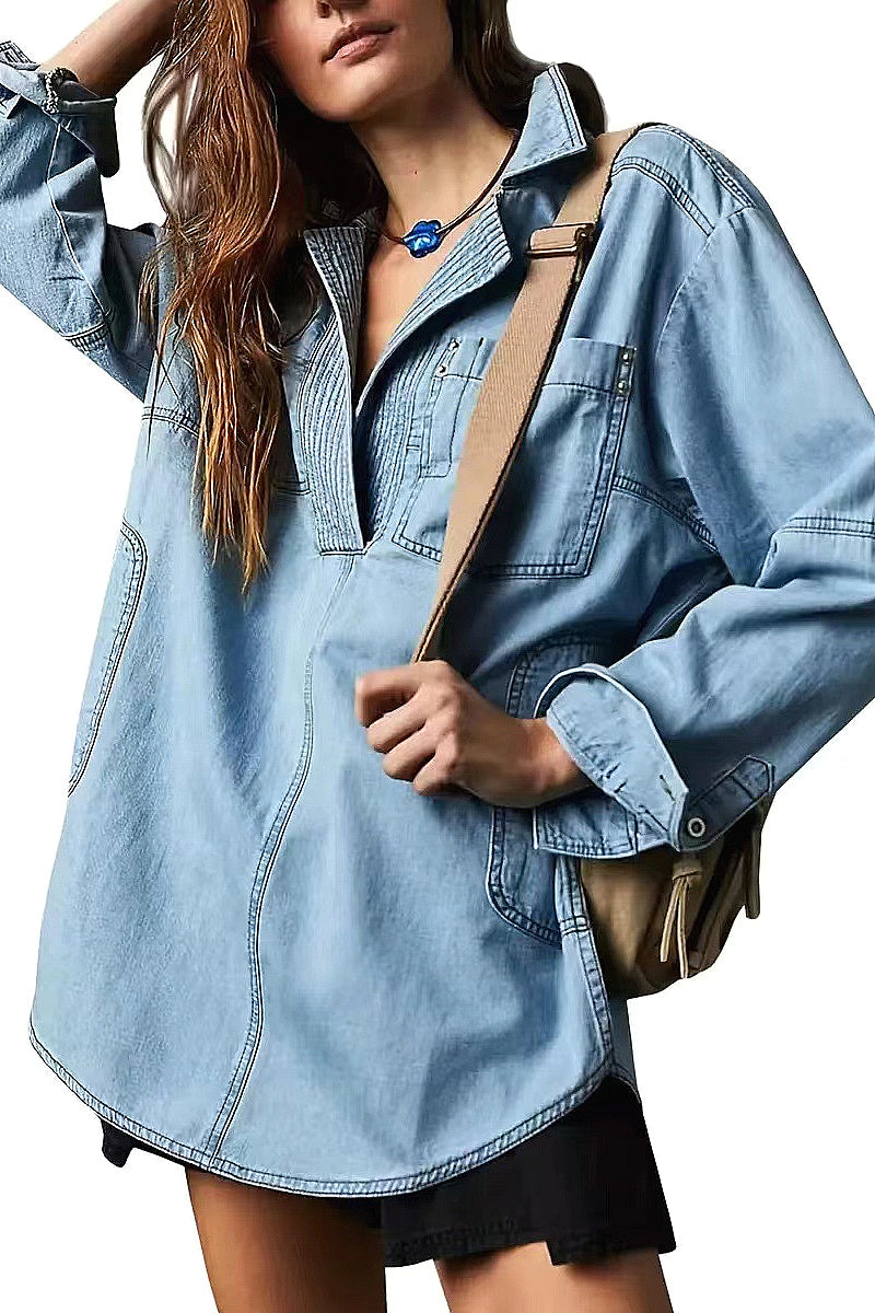 Fashionable Casual Slim Fit Denim Shirt