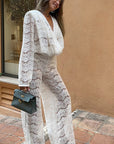 New Lace Hollow Out Long Sleeve Two Piece Set