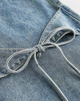 Y2K Style Bow Tie Denim Straight Leg Pants