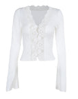 Lace Trim Short Cropped Cardigan Top