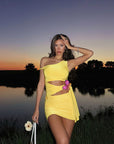 Asymmetrical Hollow Out Butterfly Decor Dress