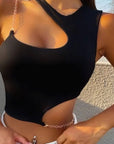Summer Women's Crop Top with Metal Chain