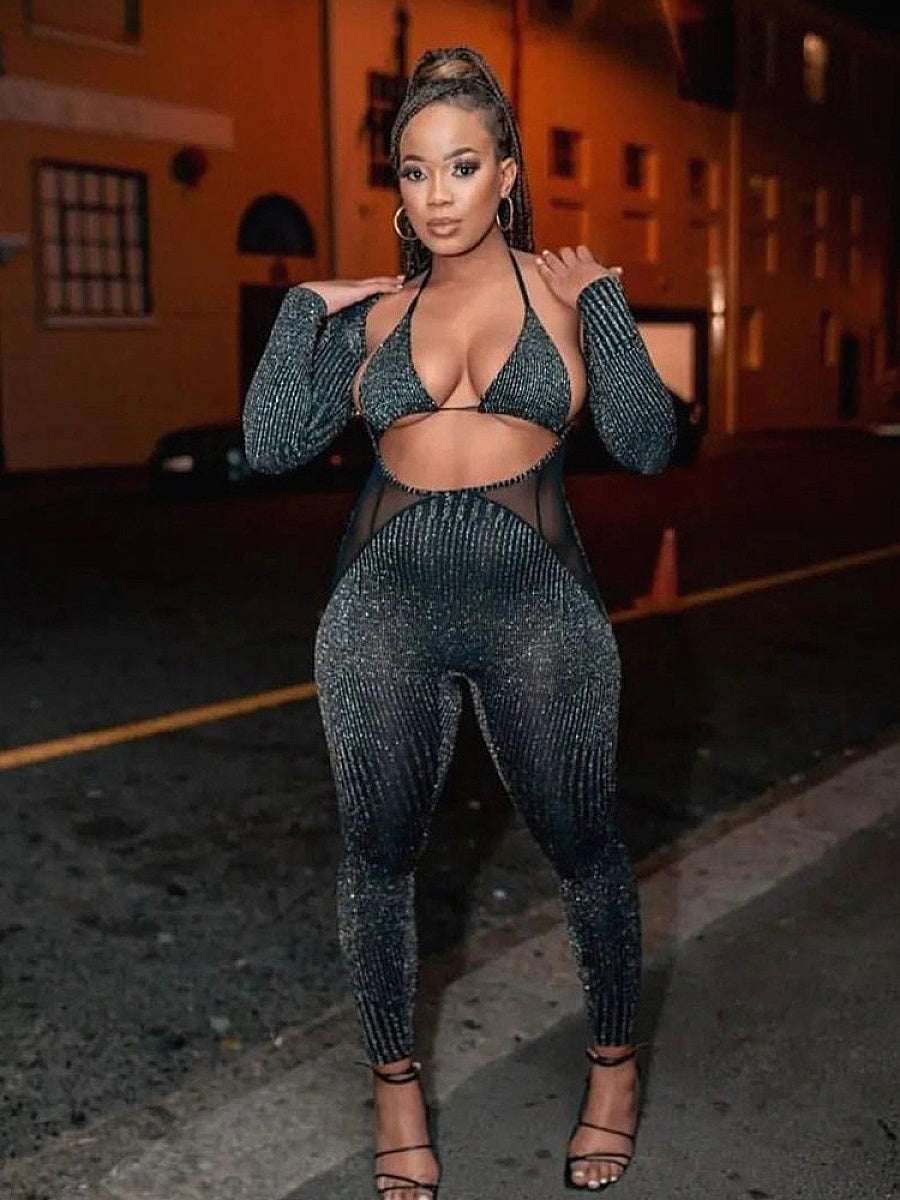 Stylish Cross-Back Two-Piece Set with Long Sleeves
