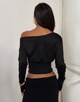 Fashionable Asymmetrical Shoulder Sweatshirt