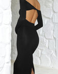 Off Shoulder Sexy Backless Long Sleeve Dress