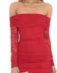 Sexy Ruched One Shoulder Lace Dress