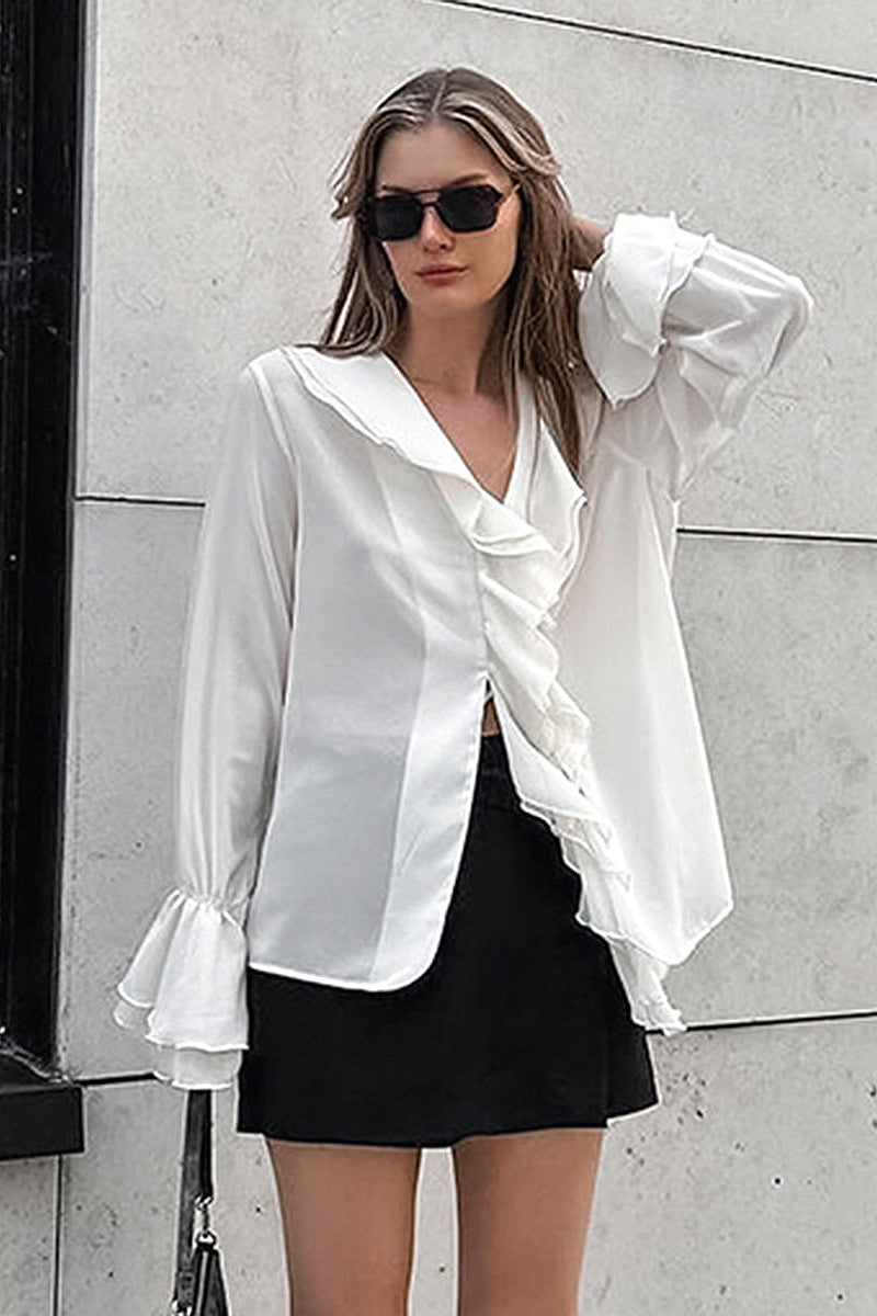 French Chiffon Ruffle Cardigan for Women