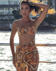 Sexy Backless Travel Dress with Geometric Print