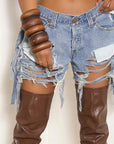 High-Waisted Distressed Denim Shorts for Women