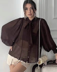 Elegant French Chiffon Tie Blouse for Women