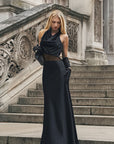 Elegant Black Lace-Trimmed Sleeveless Dress