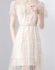 French Elegant Women's Lace Ruffle Dress