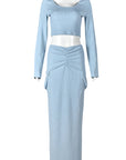 Summer Women's High Elastic T-Shirt and Long Skirt Set