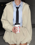Trendy Lapel Coat Set for Women